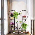 Fin Merge/Separate Metal Plant Stand Heart Shape Ladder Book Shelf For Indoor Garden - Image 5