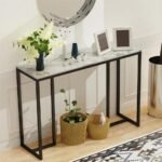 Modern Heavy Real Stone Console Table Hallway Entryway Table Metal Narrow Desk - Image 2