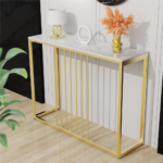 Narrow Console Sofa Entry Table Behind Couch Table Sintered Stone Golden Frame - Image 4