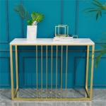 Narrow Console Sofa Entry Table Behind Couch Table Sintered Stone Golden Frame - Image 5