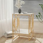 White Marble Gold Side Table Living Room End Accent Table Nightstand with Shelf - Image 5