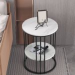 Solid Marble Sofa Side Coffee Table Bedside Storage Display Table Plant Stand - Image 3