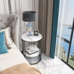 Solid Marble Sofa Side Coffee Table Bedside Storage Display Table Plant Stand - Image 4