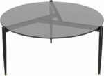 Modern Round Tempered Glass Coffee Table Sofa Side End Table Brown Tinted Metal Frame Living Room