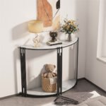 Half Moon Console Table Marble Semi-Circle Entrance Hall Table - Image 3