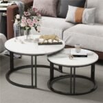 Stylish Round Nesting Coffee Tables with Metal Frame - Image 3