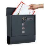 Lockable Mailbox Wall Mounted Mail Letter Post Box with Newspaper Holder Rack - Image 2