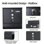 Lockable Mailbox Wall Mounted Mail Letter Post Box with Newspaper Holder Rack - Image 11