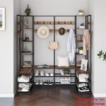 Xxl Corner Coat Stand Widen Depth Bench Shoe Rack Storage Shelves 10 Dual Hooks - Image 5