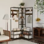 Xxl Corner Coat Stand Widen Depth Bench Shoe Rack Storage Shelves 10 Dual Hooks - Image 6