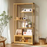 6 Tiers Freestanding Bamboo Storage Shelf High & Low Shelf Bookshelf Plant Stand - Image 4