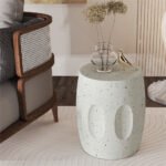 Heavy Duty Concrete Side Table Modern Decorative Garden Stool Patio End Table - Image 6