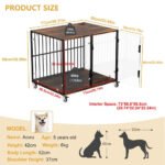 Anti-Bite Glass Indoor Dog Cage - Modern Furniture Style Dog Kennel End Table with Lockable Wheels and Double Doors - Image 4