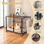 Anti-Bite Glass Indoor Dog Cage - Modern Furniture Style Dog Kennel End Table with Lockable Wheels and Double Doors - Image 5