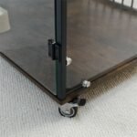 Anti-Bite Glass Indoor Dog Cage - Modern Furniture Style Dog Kennel End Table with Lockable Wheels and Double Doors - Image 6