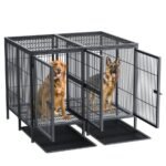 Giant Dog Cage Indoor Outdoor Super-Hard Metal Kennel Pet Playpen W Tray & Divider
