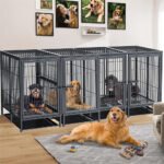 Giant Dog Cage Indoor Outdoor Super-Hard Metal Kennel Pet Playpen W Tray & Divider - Image 2