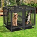 Giant Dog Cage Indoor Outdoor Super-Hard Metal Kennel Pet Playpen W Tray & Divider - Image 3