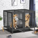Giant Dog Cage Indoor Outdoor Super-Hard Metal Kennel Pet Playpen W Tray & Divider - Image 5