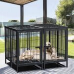Giant Dog Cage Indoor Outdoor Super-Hard Metal Kennel Pet Playpen W Tray & Divider - Image 9