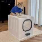 Big Top Entry Deep Tray Enclosed Kitty Cat Litter Box Easy To Clean Pull Handle - Image 4