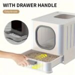 Big Top Entry Deep Tray Enclosed Kitty Cat Litter Box Easy To Clean Pull Handle - Image 12