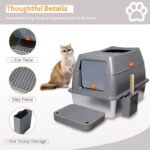 65L Big Cat Stainless Steel Litter Box With Lid High Wall With Triple Pedal Gray - Image 10