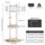 40-75 Inches Heavy Duty Mobile TV Floor Stand with Wooden Shelf, Height Adjustable Rolling TV Mount for Flat Screen, Free-Standing Steel TV Bracket with Wheels - Image 3