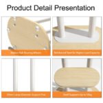 40-75 Inches Heavy Duty Mobile TV Floor Stand with Wooden Shelf, Height Adjustable Rolling TV Mount for Flat Screen, Free-Standing Steel TV Bracket with Wheels - Image 4