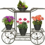 6 Tiers Garden Cart Stand & Flower Pot Plant Holder Display Rack Parisian Style - Image 2