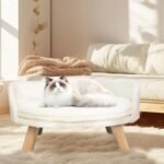 Pet Sofa Bed with Plush Cushion & Wooden Legs - Image 2