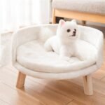 Pet Sofa Bed with Plush Cushion & Wooden Legs - Image 3