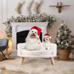 Pet Sofa Bed with Plush Cushion & Wooden Legs - Image 7