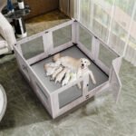 Fin 8 Panel Safest Tempered Glass Dog Whelping Pen Box Shatter-Proof Playpen Exercise Box - Image 2