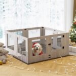 Fin 8 Panel Safest Tempered Glass Dog Whelping Pen Box Shatter-Proof Playpen Exercise Box - Image 4