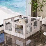 Fin 8 Panel Safest Tempered Glass Dog Whelping Pen Box Shatter-Proof Playpen Exercise Box - Image 6
