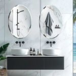 Beveled Edge Oval Wall Mirror, Frameless Decorative Glass Mirror for Bathroom, Living Room, Entryway, Hallway - 50x70cm - Image 3