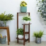 3 Tier bamboo plant stand for garden and living room-Brown - Image 5