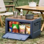 40cm Green Multifunctional Foldable Storage Box with Wooden Lid - Collapsible Outdoor Camping Crate, Stackable Home Organizer with Side-Opening Doors for Car Trunk, Picnic and Pantry - Image 5