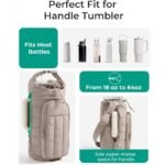 Camel Quilted Water Bottle Carrier Bag with Large Phone Pocket - Insulated Tumbler Pouch with Adjustable Shoulder Strap - Crossbody Water Bottle Holder for18oz to 64ozTumblers, Gym, and Travel - Image 2