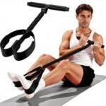 Black Multifunctional Pedal Resistance Band - Home Fitness Sit-up Assistant with Foot Pedals and Elastic Pull Rope - Full Body Workout Equipment for Abs, Arms, Legs and Glutes