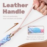 Pink Hand-Woven Rainbow Cotton Rope Dog Leash and Collar Set - Adjustable Veg-Tanned Leather Trim with Heavy Duty Metal Hardware - 150cm Training Lead and M Size Collar - Image 3