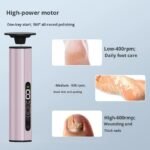Grey Professional 2-in-1 Electric Foot Callus Remover and Manicure Kit - 9 Speeds Rechargeable Electronic Foot File with LCD Display - Professional Pedicure Tool for Dead Skin and Nail Care - Image 2