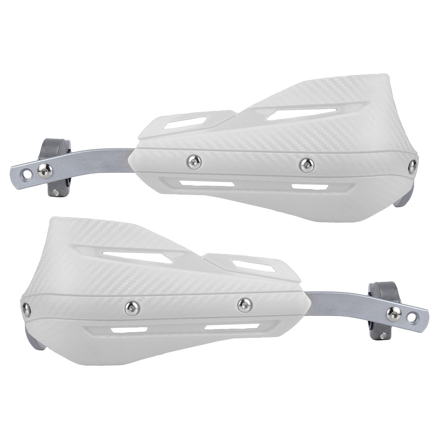 V888-ELOSUNG18465-202604071125-00 Professional Universal Motorcycle Handguards for Honda CC110 Cross Cub - Heavy Duty Aluminum Alloy Anti-Collision Brush Guards, Carbon Fiber Style Handlebar Protectors for Dirt Bikes and Off-Road Motorcycles - 1 Pair—White - Image 1