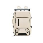 Beige Large Capacity 16-Inch Laptop Travel Backpack - Anti-Theft Professional Business Bag with Spring Buckle - Durable Oxford Cloth Outdoor Rucksack for Men and Women