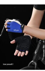 Size L Black Padded Half-Finger Cycling Gloves - Breathable Shock-Absorbing Workout Gloves for Gym & Fitness - Image 9