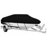 Black Heavy Duty Waterproof Tarp Covers with Storage Bag, Fits V-Hull, Fish&Ski, Pro-Style, Fishing, Runabout, Bass Boats, 14-16FT(530cm*290cm)