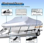 Black Heavy Duty Waterproof Tarp Covers with Storage Bag, Fits V-Hull, Fish&Ski, Pro-Style, Fishing, Runabout, Bass Boats, 14-16FT(530cm*290cm) - Image 2