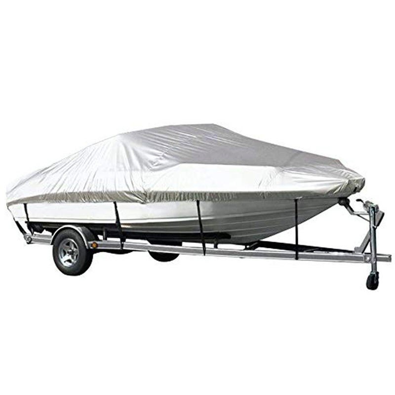 V888-ELOSUNG36755-202601191105-00 Grey Heavy Duty Waterproof Tarp Covers with Storage Bag, Fits V-Hull, Fish&Ski, Pro-Style, Fishing, Runabout, Bass Boats, 20-22FT(700cm*320cm) - Image 1