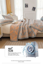 Grey and Green Cotton Three-Layer Gauze Bed Cover Set - Reversible Vintage Printed Blanket with Two Pillowcases for Year-Round Use(120*150cm) - Image 7